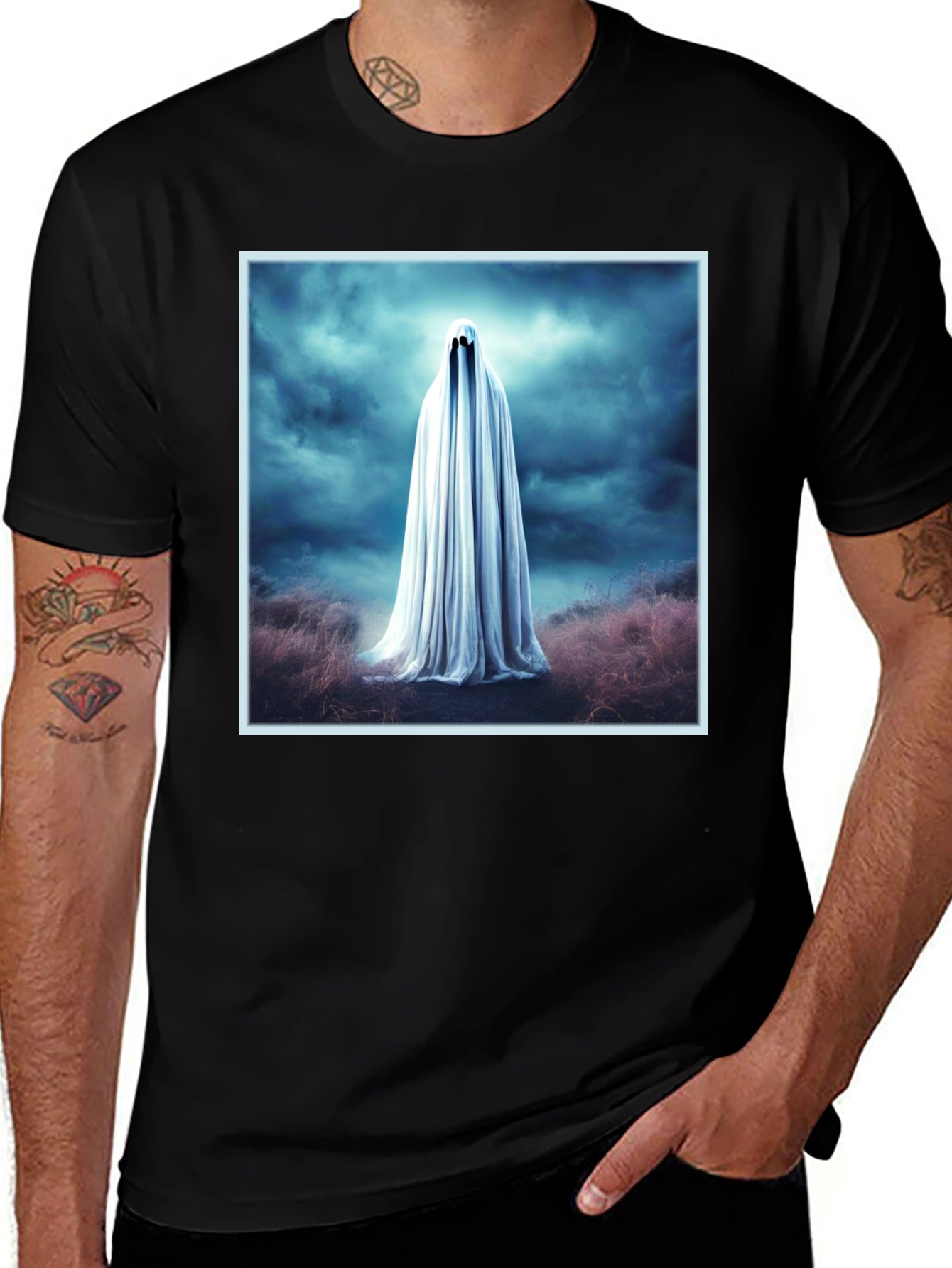 Ghostly Spirit Graphic Tee - Mens Black T-Shirt