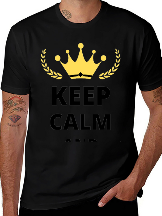 Keep Calm Graphic Print Black T-Shirt