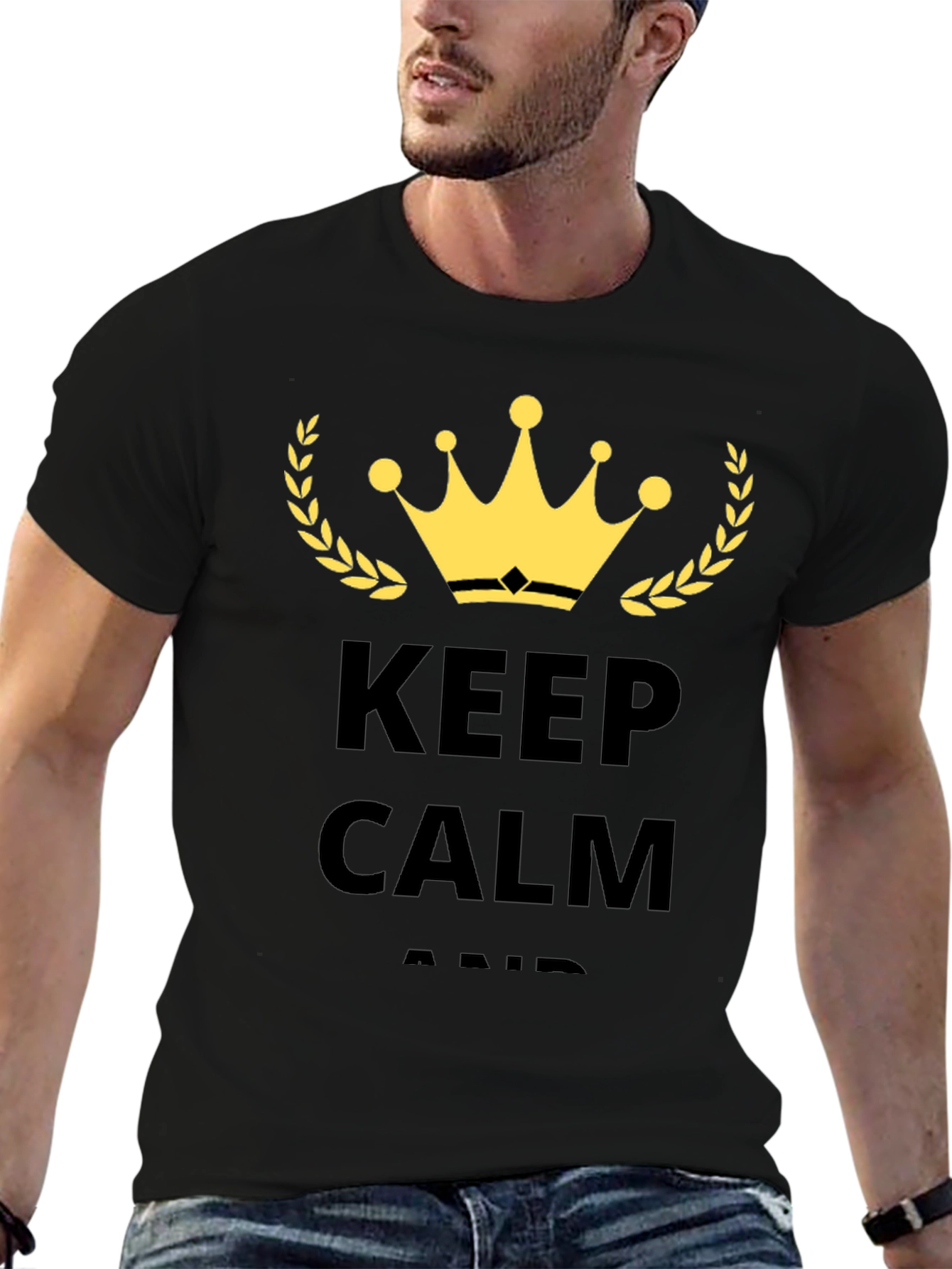 Keep Calm Graphic Print Black T-Shirt