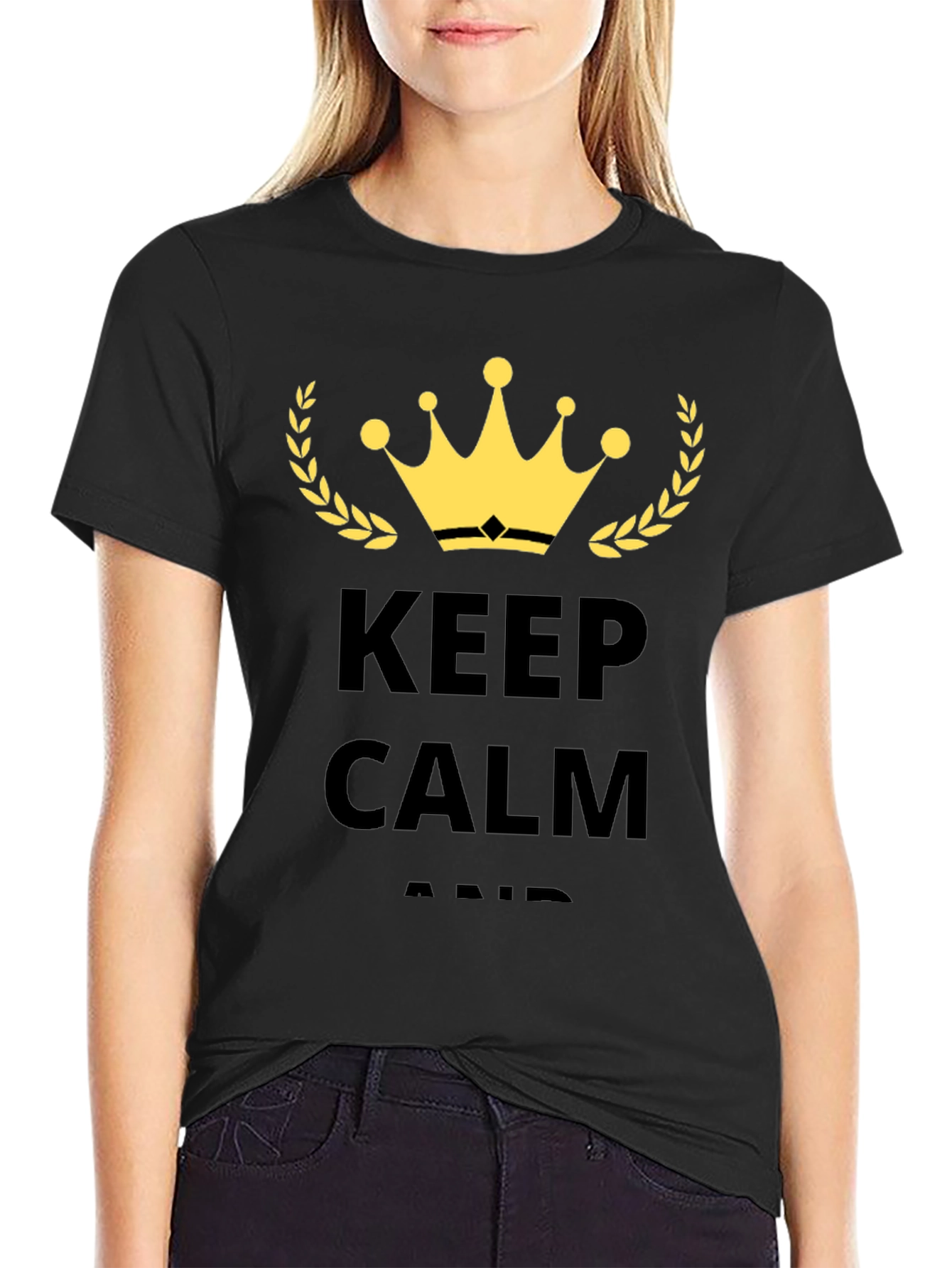 Keep Calm Graphic Print Black T-Shirt