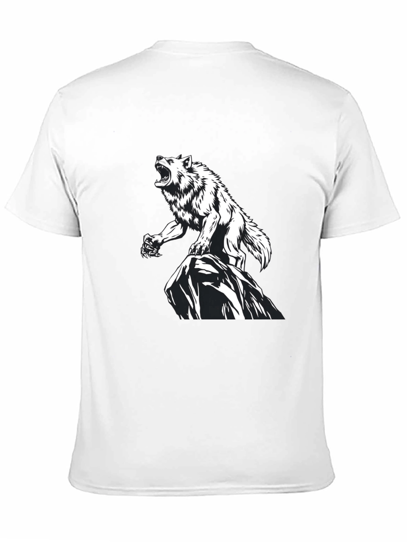 Wolf Graphic Print Black T-Shirt