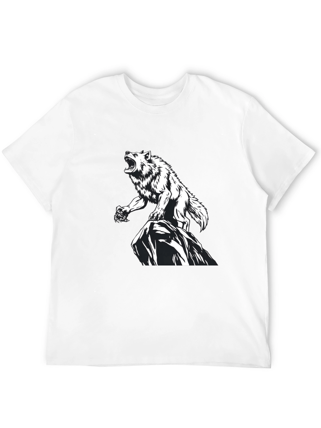 Wolf Graphic Print Black T-Shirt