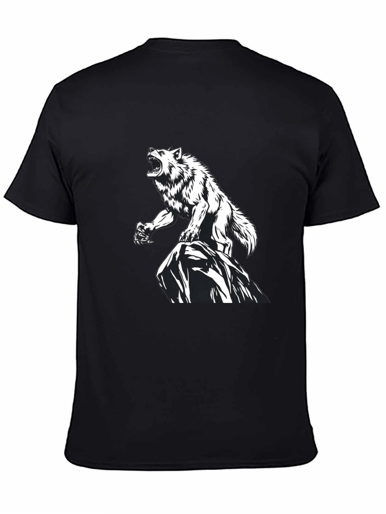 Wolf Graphic Print Black T-Shirt