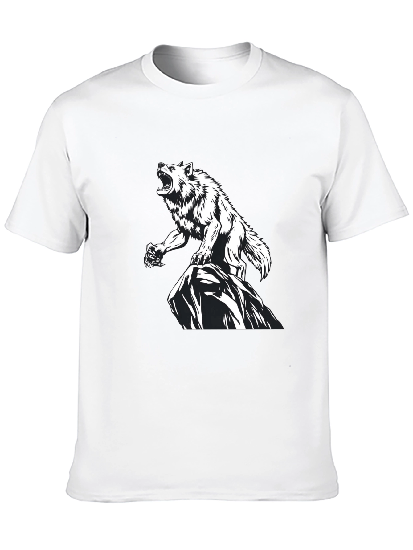 Wolf Graphic Print Black T-Shirt