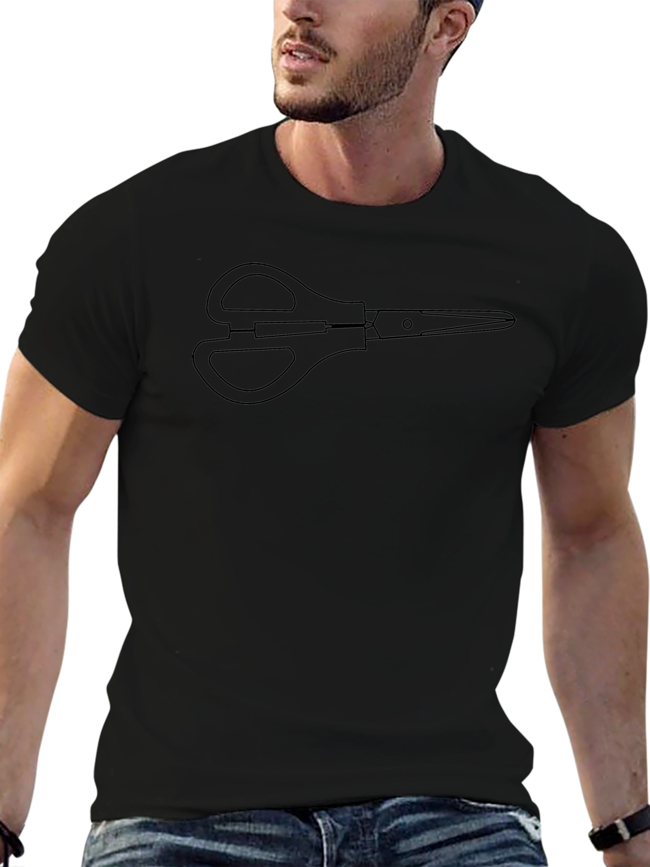 Scissors Graphic Black T-Shirt - Sharp Style