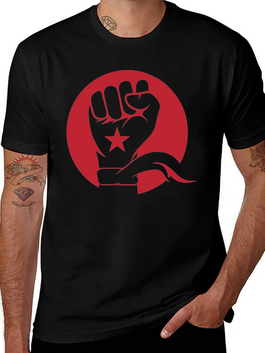 Fist & Star Graphic Tee - Bold Black Cotton Shirt