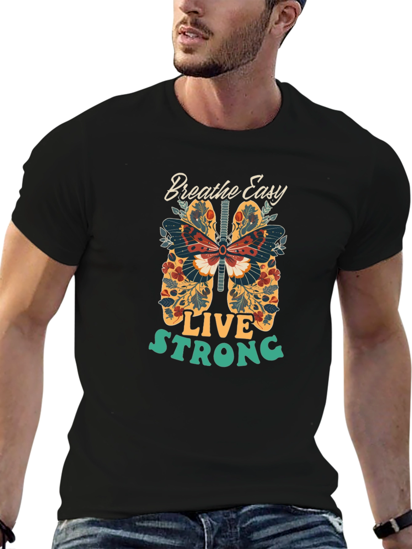 Breathe Easy Live Strong Graphic T-Shirt