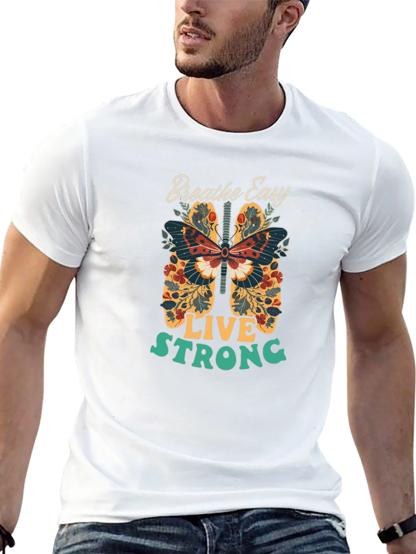 Breathe Easy Live Strong Graphic T-Shirt