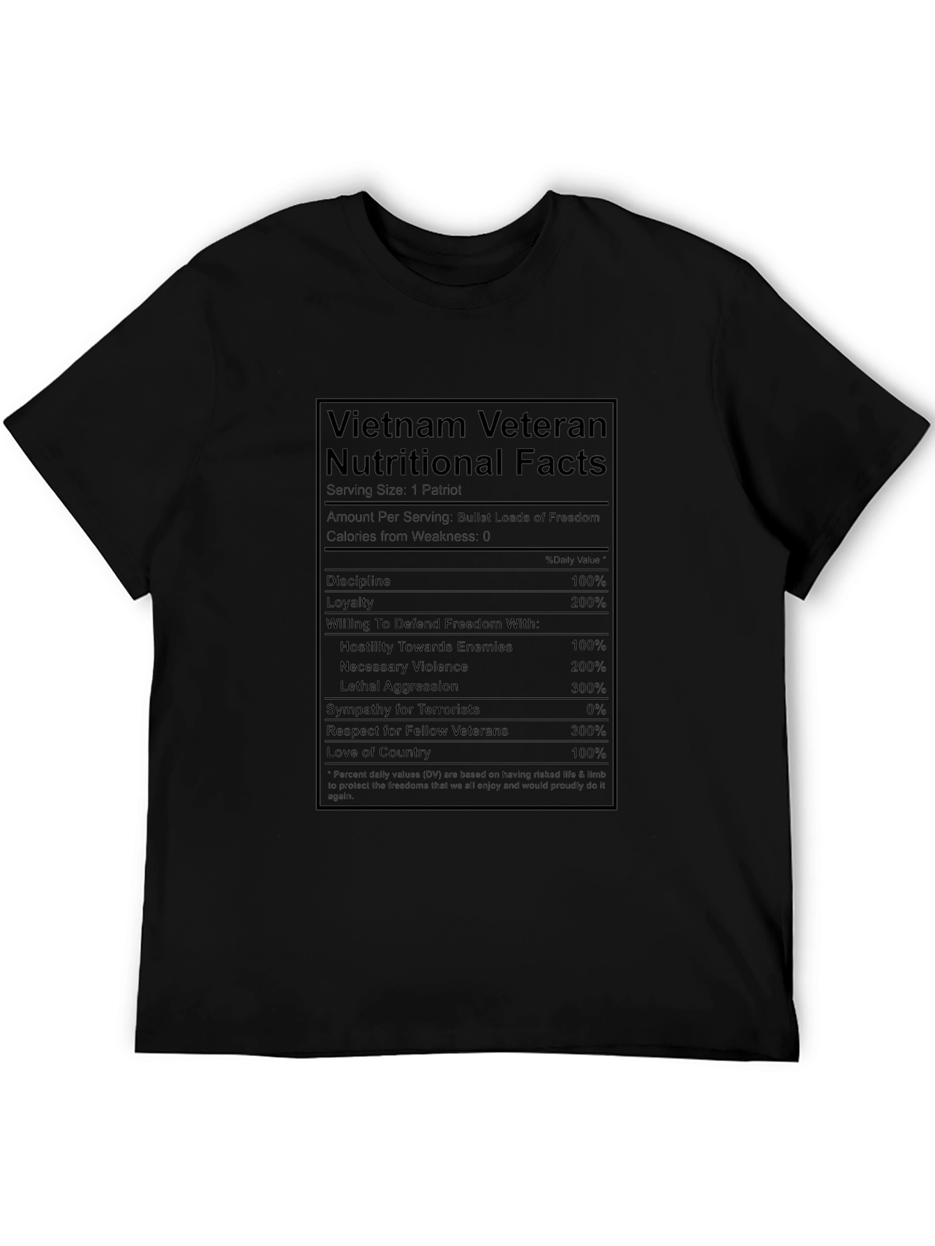 Vietnam Veteran Nutritional Facts T-Shirt