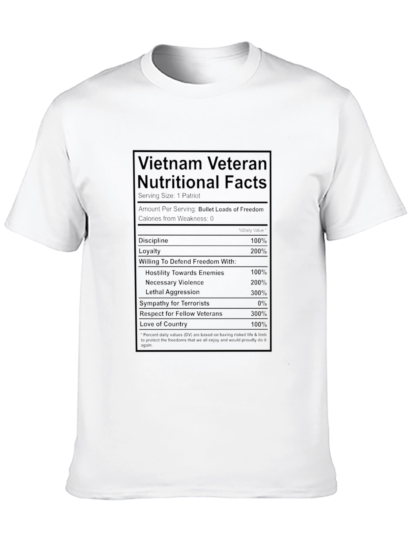 Vietnam Veteran Nutritional Facts T-Shirt