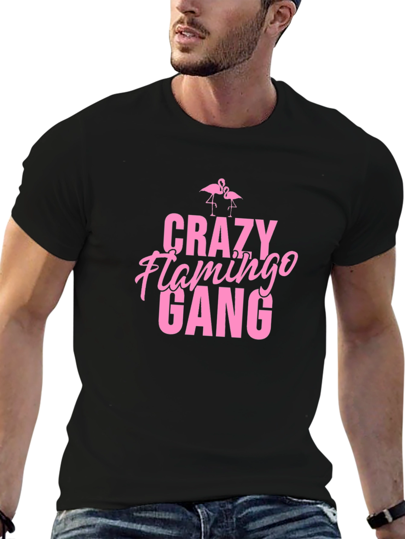 Crazy Flamingo Gang Graphic Tee - Black
