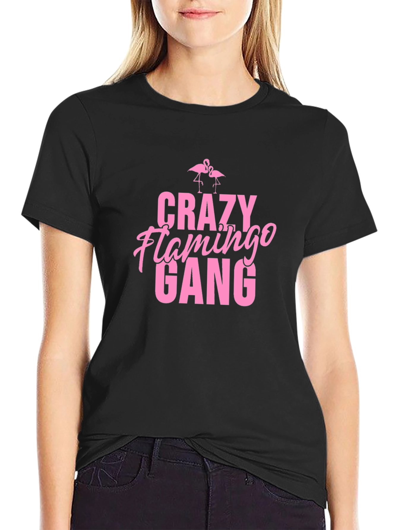 Crazy Flamingo Gang Graphic Tee - Black