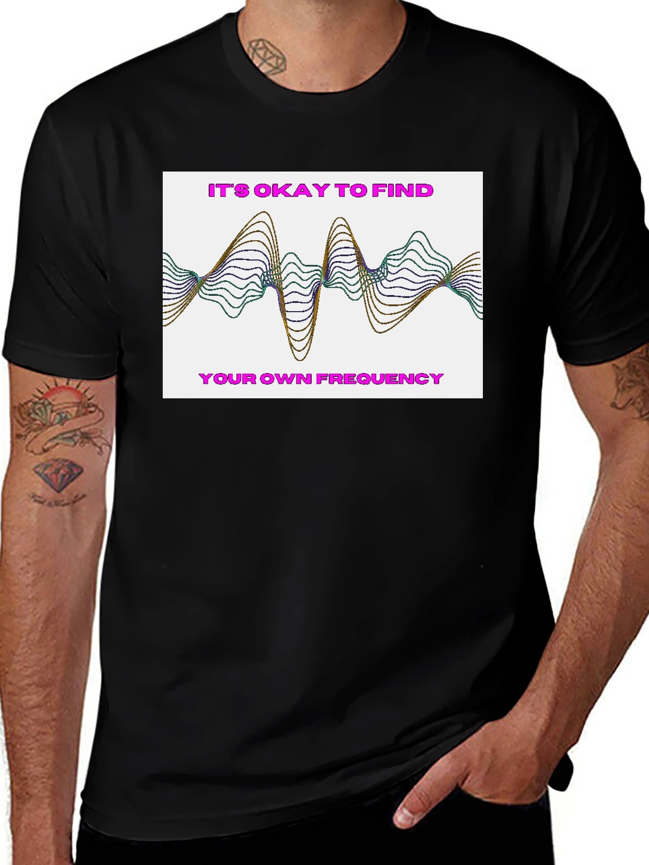 Find Your Frequency Graphic Tee - Stylish Black T-Shirt