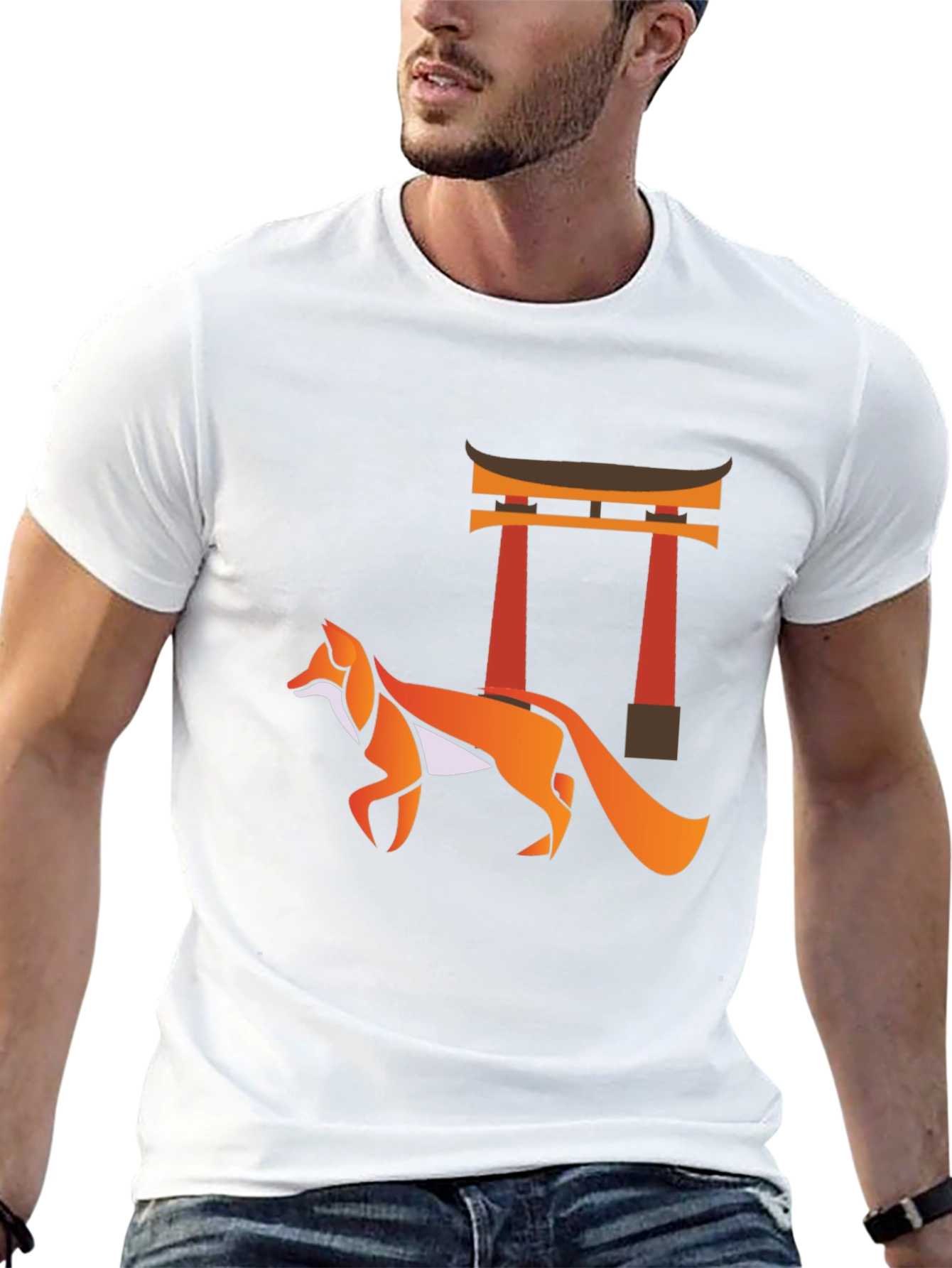 Fox & Torii Gate Graphic Tee - Black