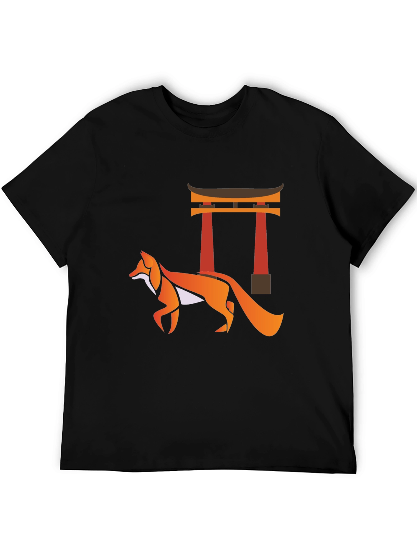 Fox & Torii Gate Graphic Tee - Black