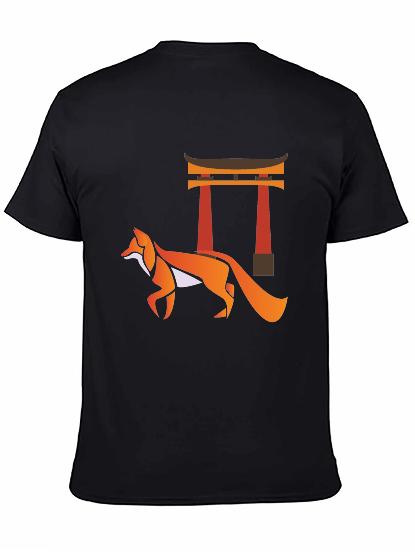 Fox & Torii Gate Graphic Tee - Black