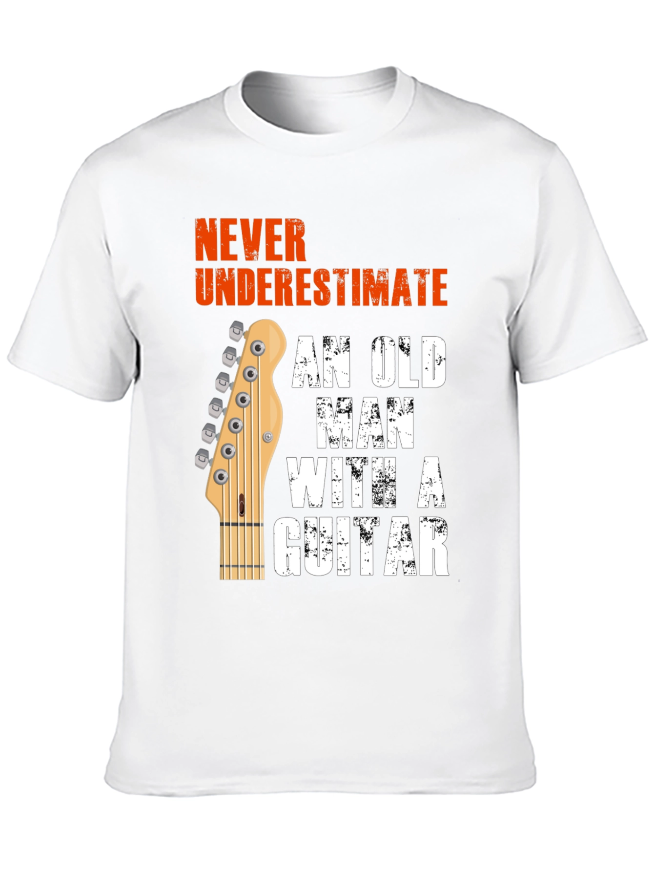 Never Underestimate Old Man Guitar Black Graphic T-Shirt