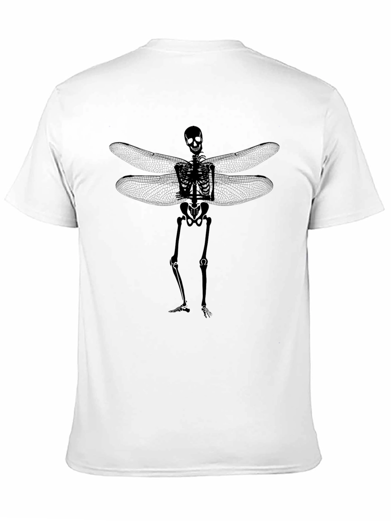 Black Skeleton Dragonfly Wings Graphic Tee