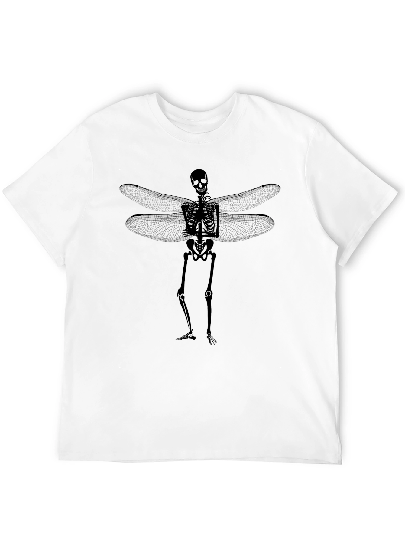 Black Skeleton Dragonfly Wings Graphic Tee