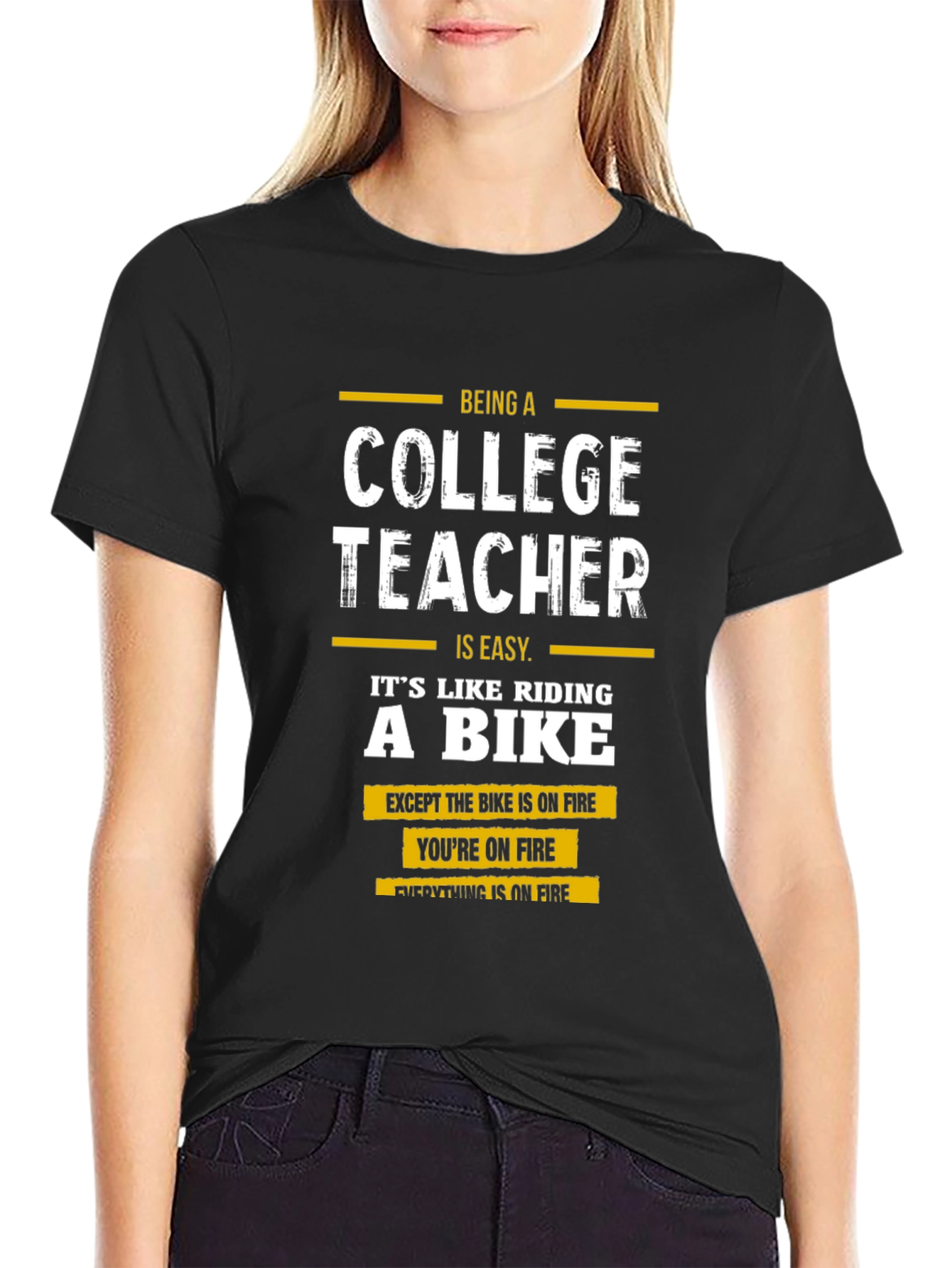 College Teacher On Fire Graphic T-Shirt