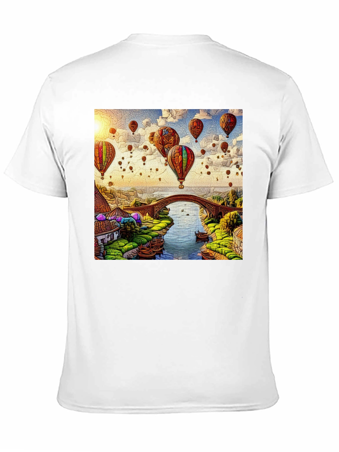 Balloon Bridge Graphic Tee - Artistic Mens T-Shirt