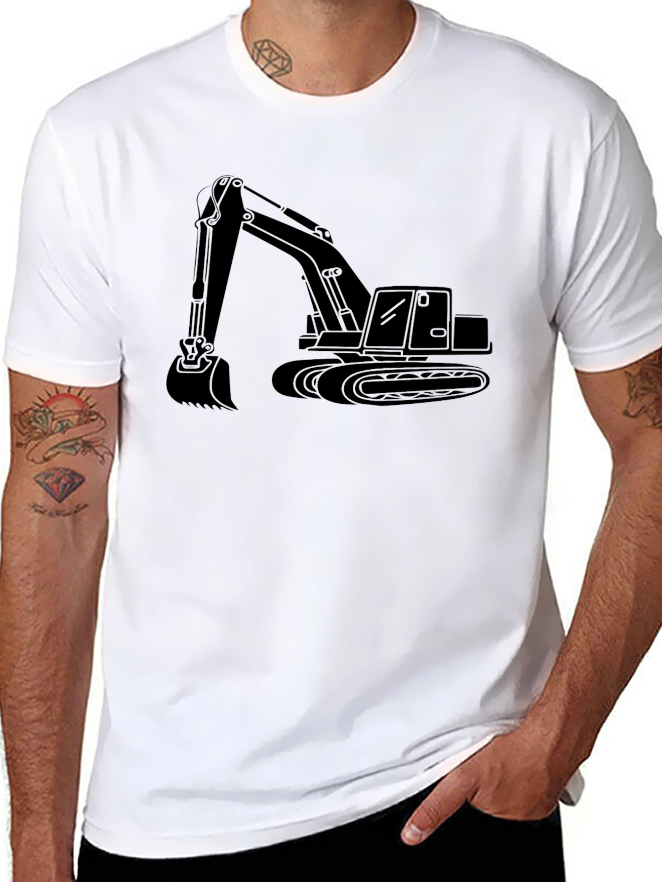 Excavator Graphic Tee - Black Crew Neck