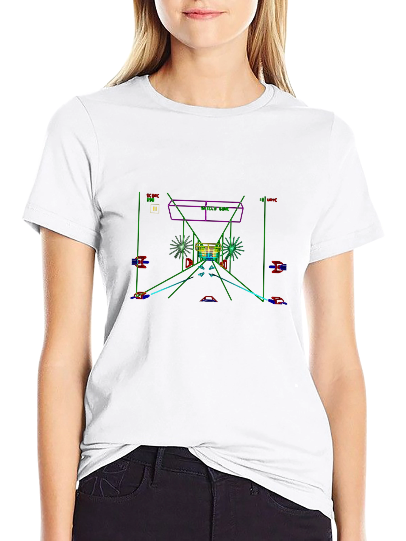 Retro Arcade Space Game T-Shirt - Black