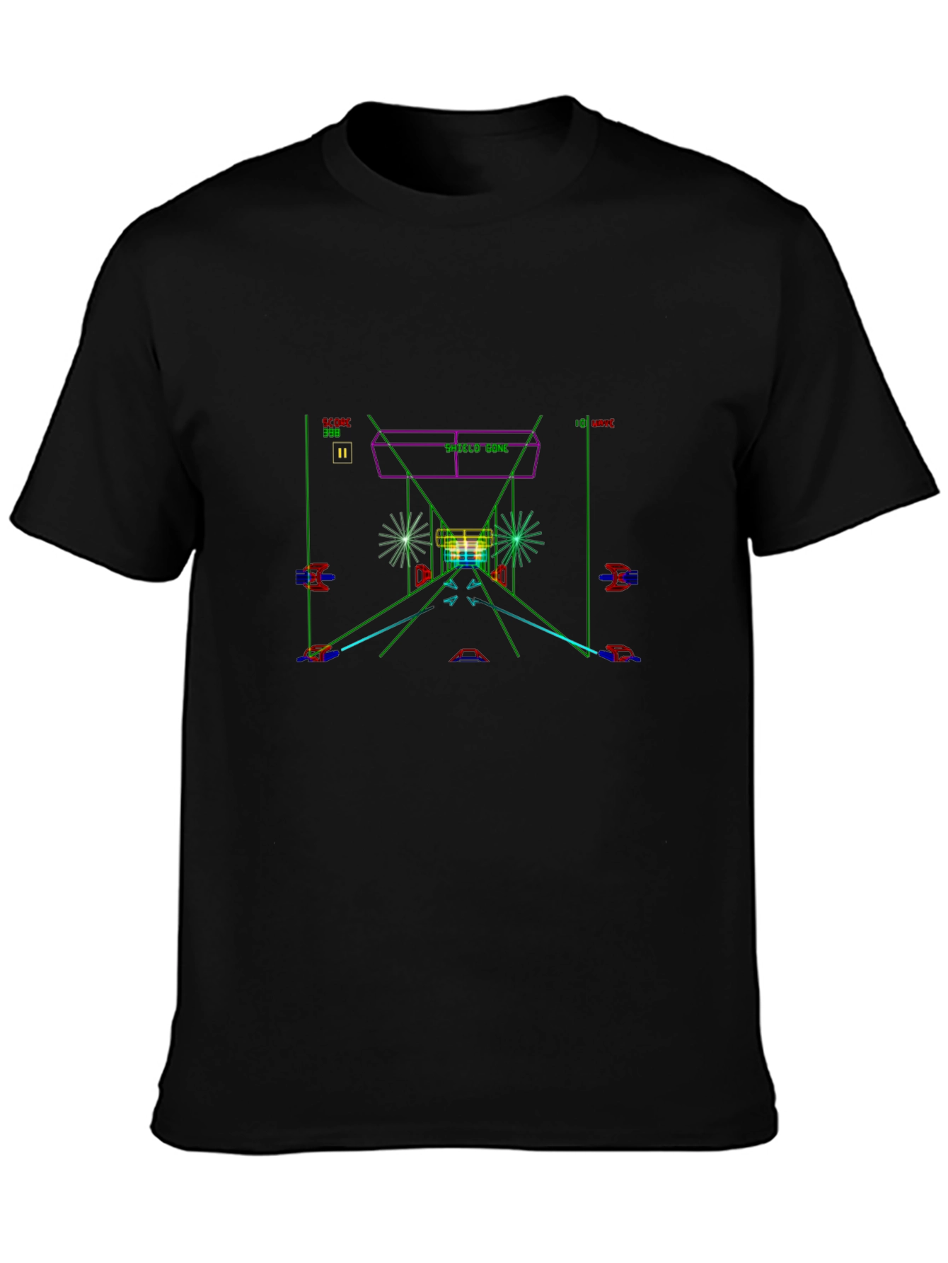 Retro Arcade Space Game T-Shirt - Black