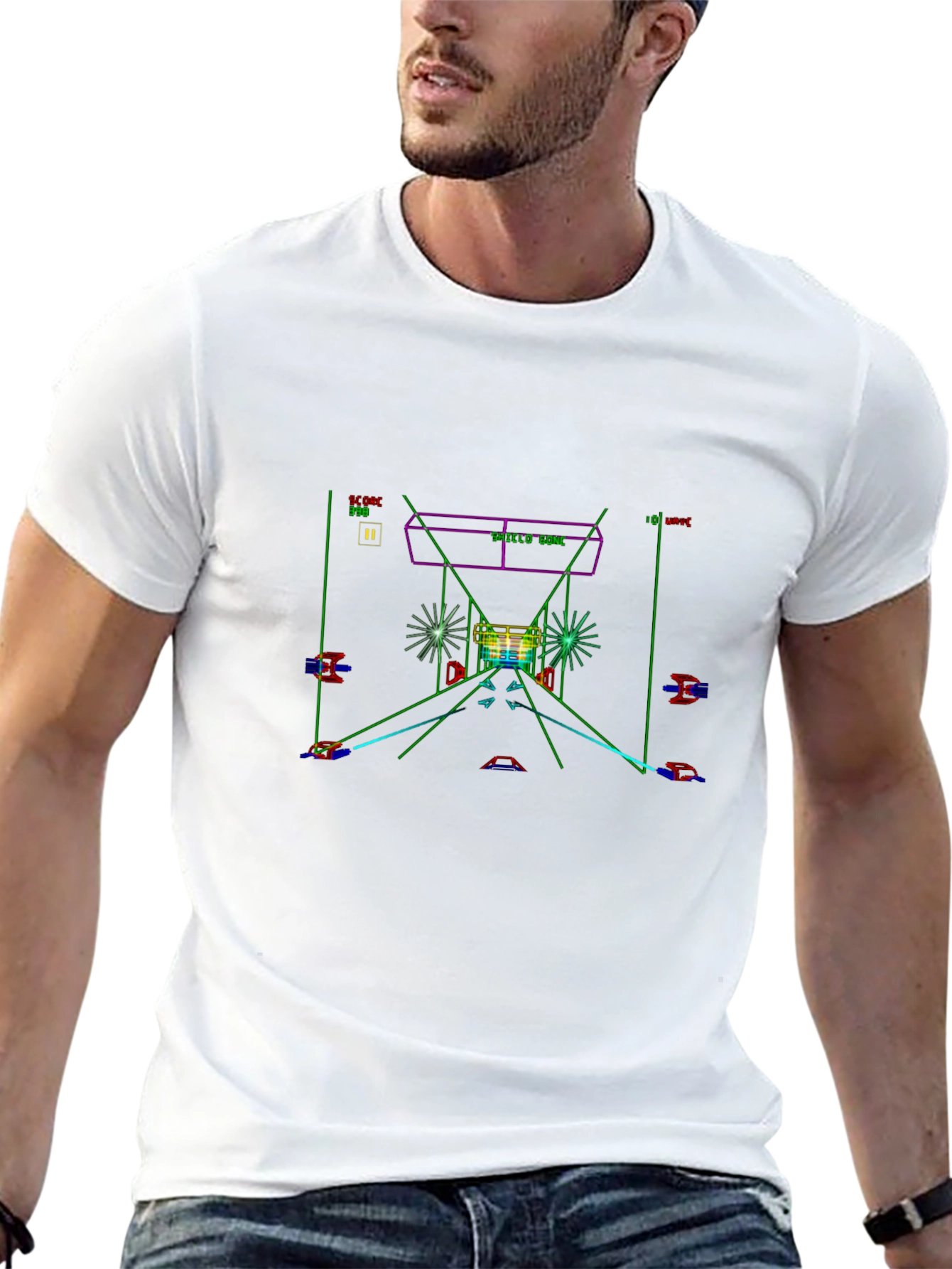 Retro Arcade Space Game T-Shirt - Black