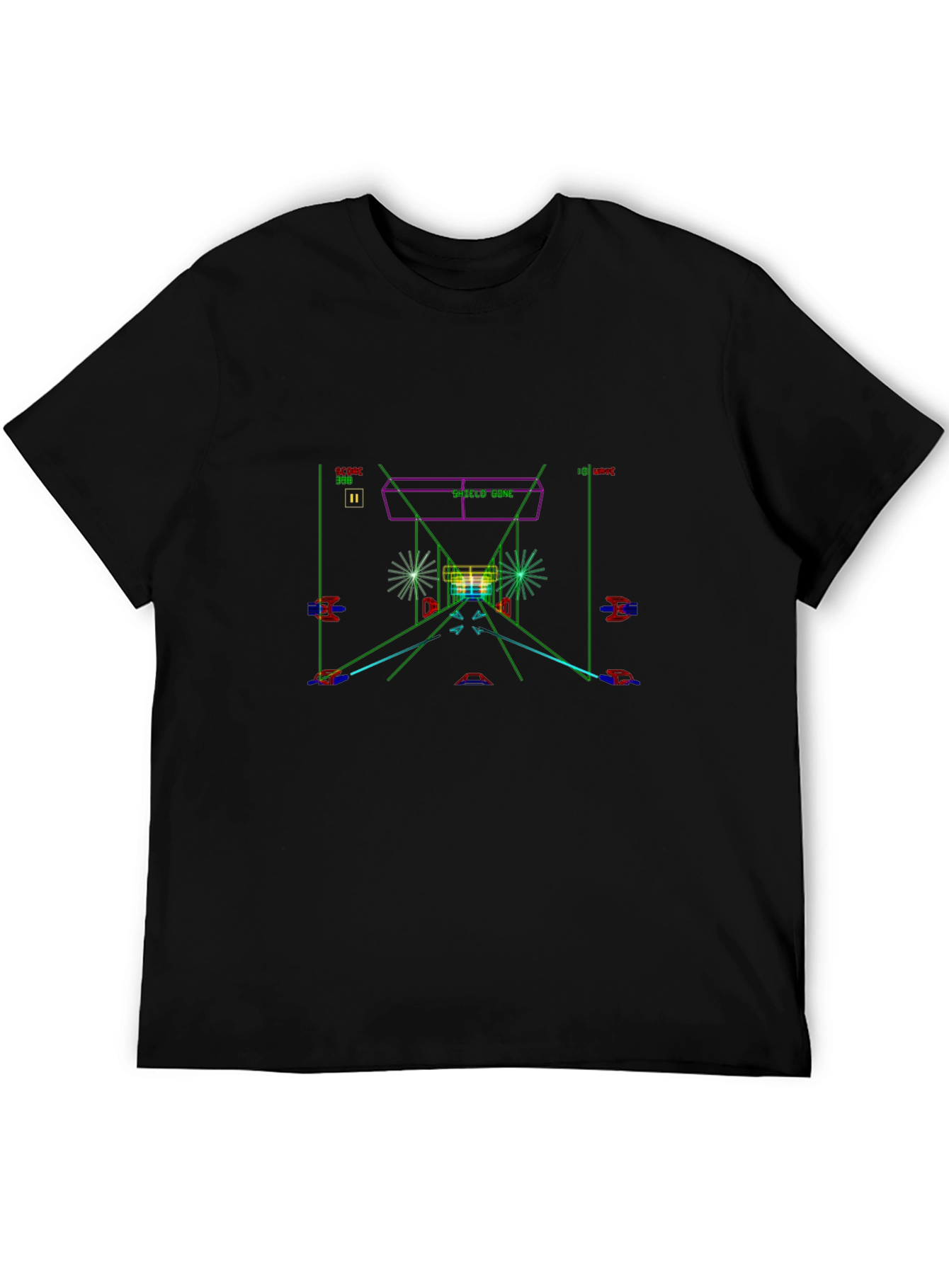 Retro Arcade Space Game T-Shirt - Black