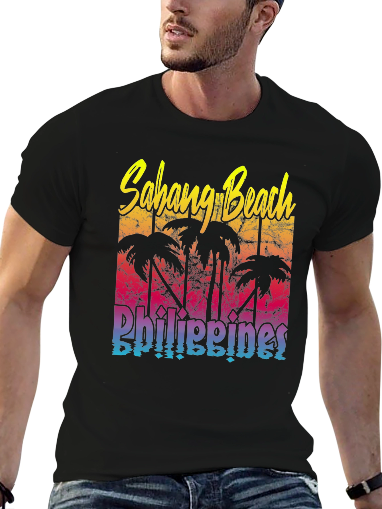Sahang Beach Philippines Black T-Shirt