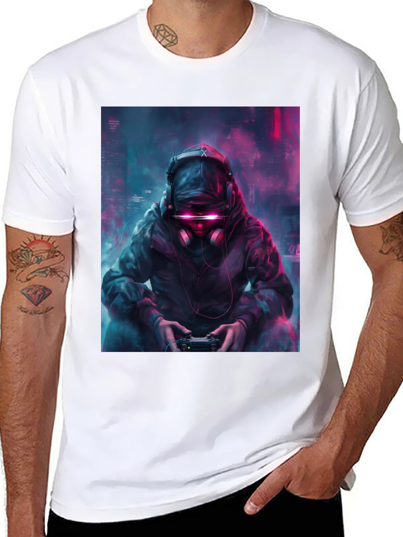 Cyberpunk Gamer T-Shirt - Futuristic Style