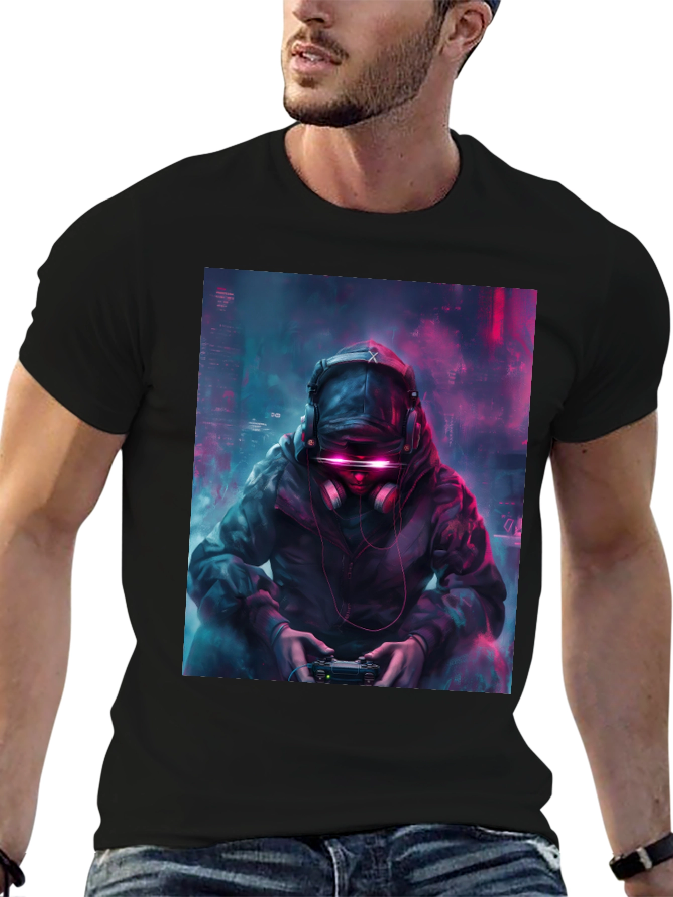 Cyberpunk Gamer T-Shirt - Futuristic Style