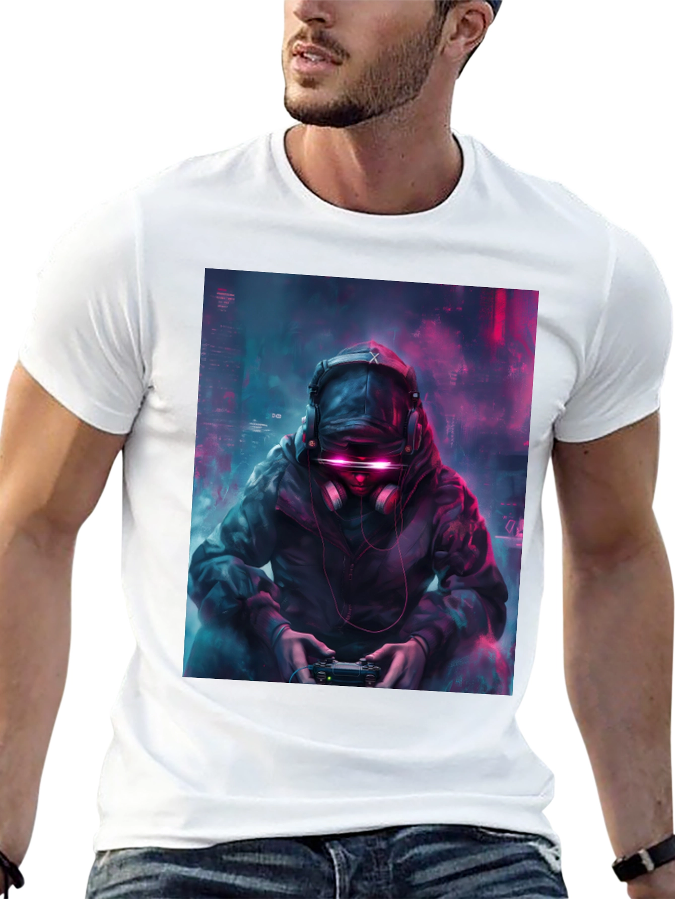 Cyberpunk Gamer T-Shirt - Futuristic Style