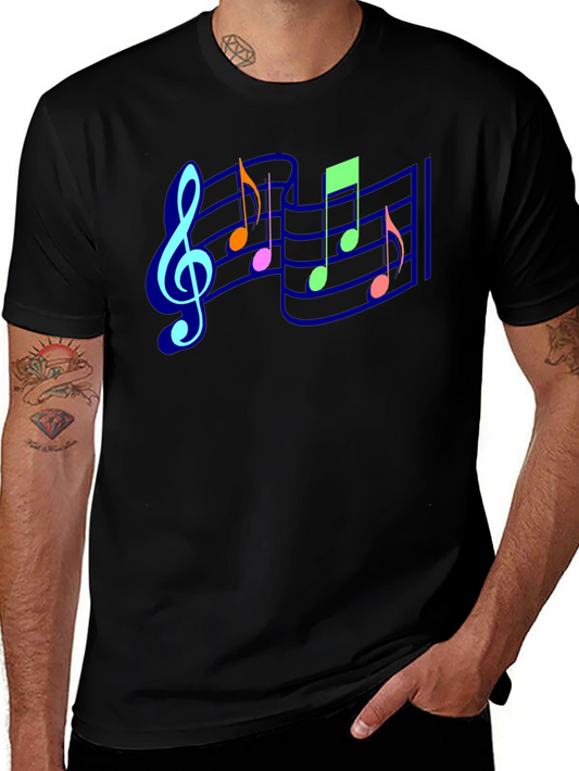 Musical Notes Graphic Tee - Black