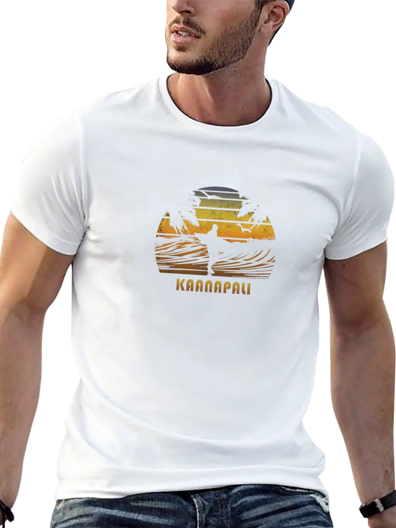 Kaanapali Surfer Graphic Black T-Shirt