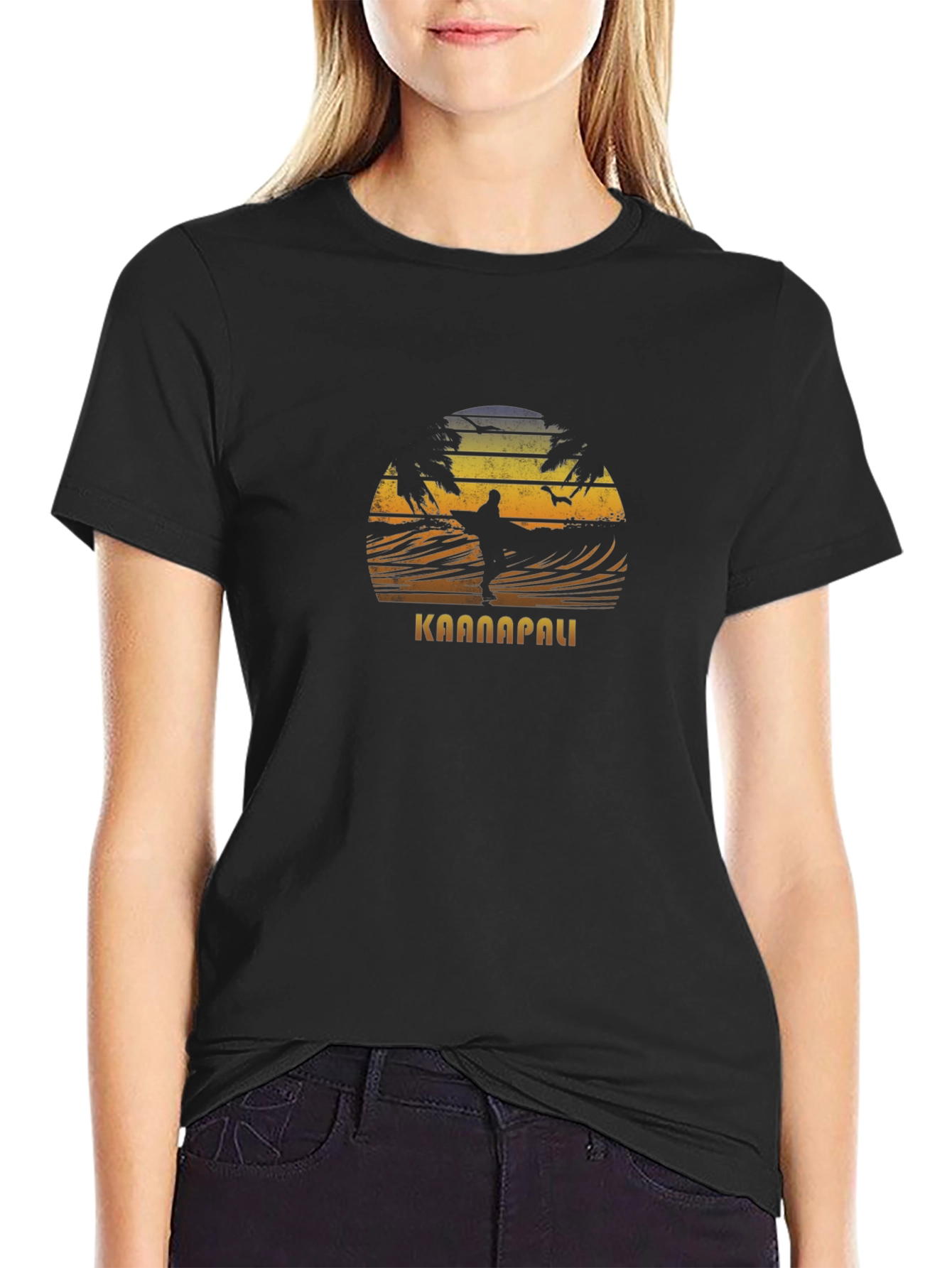 Kaanapali Surfer Graphic Black T-Shirt