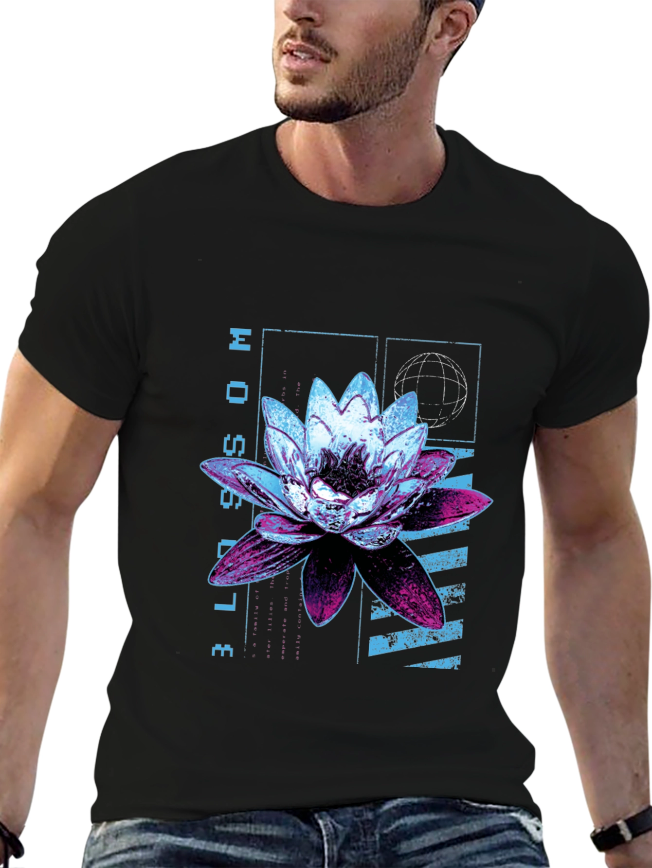 Blossom Graphic Print Black T-Shirt