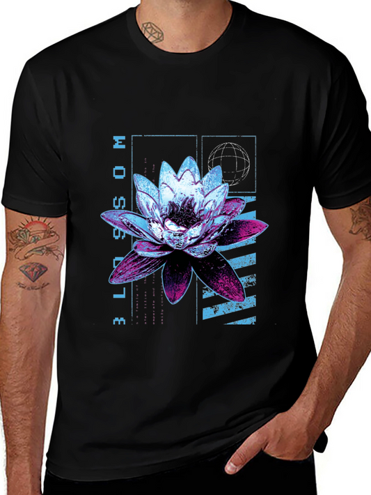 Blossom Graphic Print Black T-Shirt