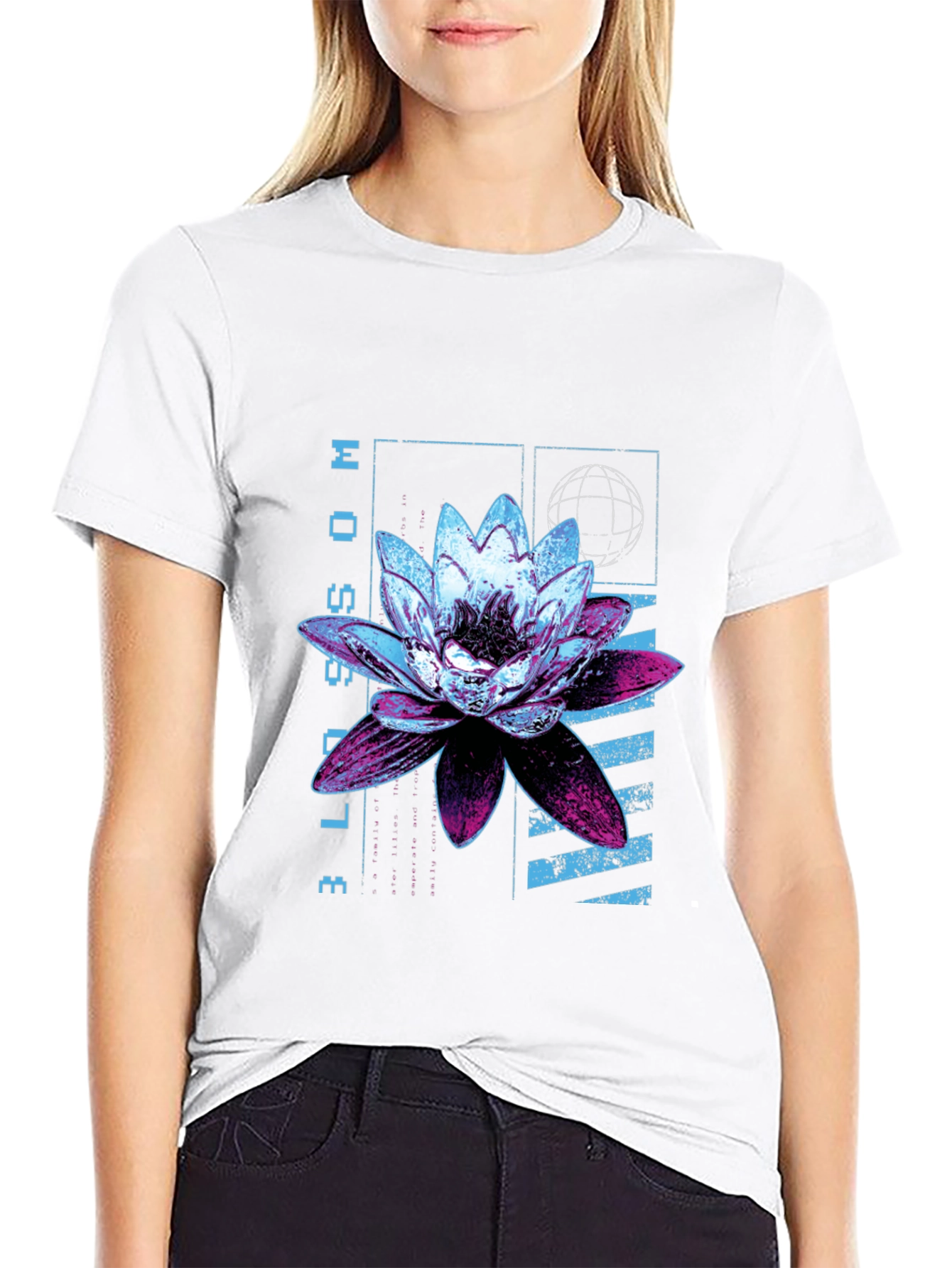 Blossom Graphic Print Black T-Shirt