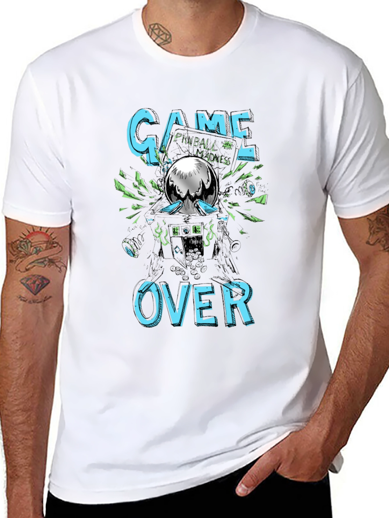 Game Over Pinball Madness Graphic Tee