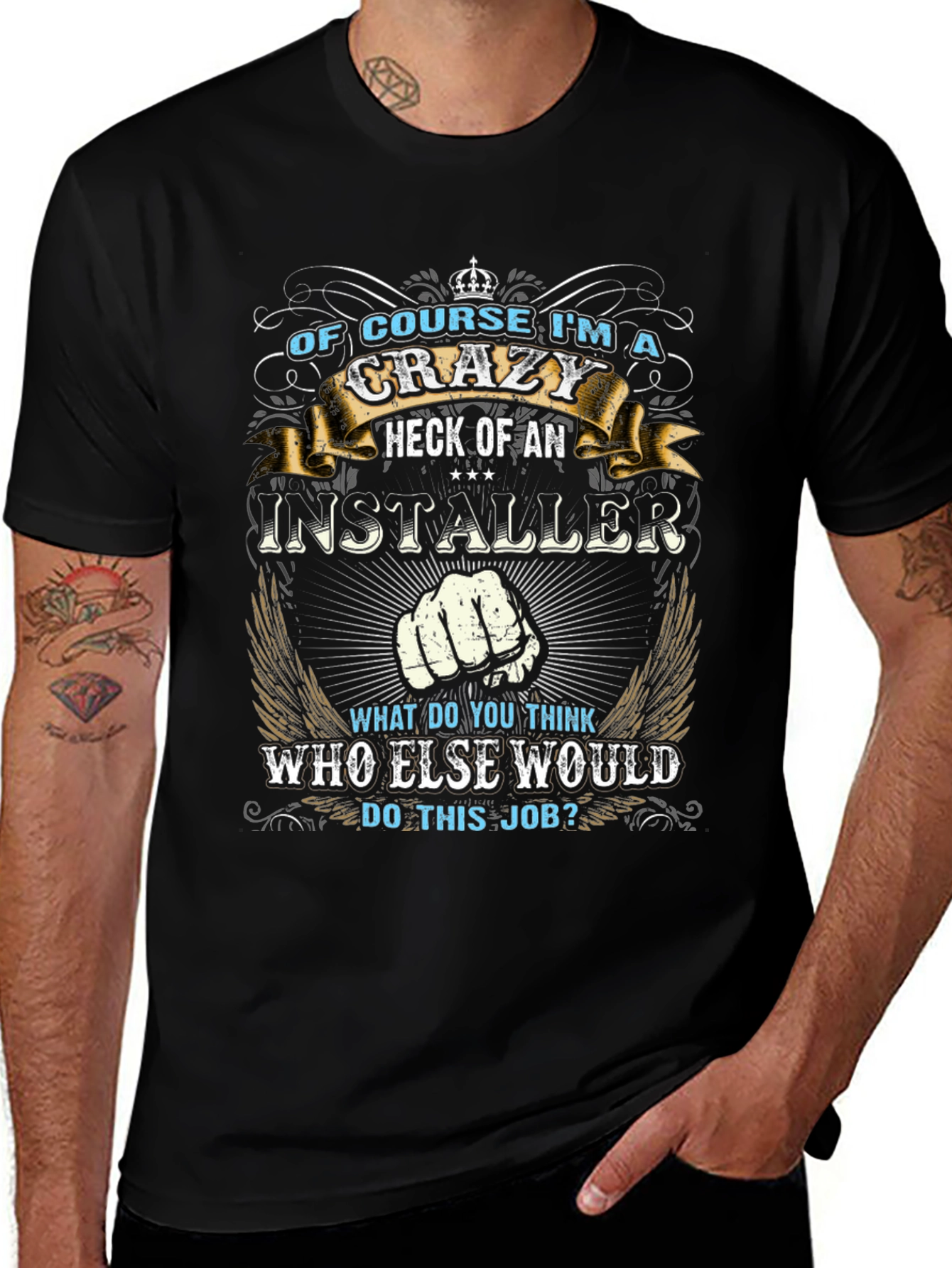 Crazy Installer Graphic T-Shirt - Black
