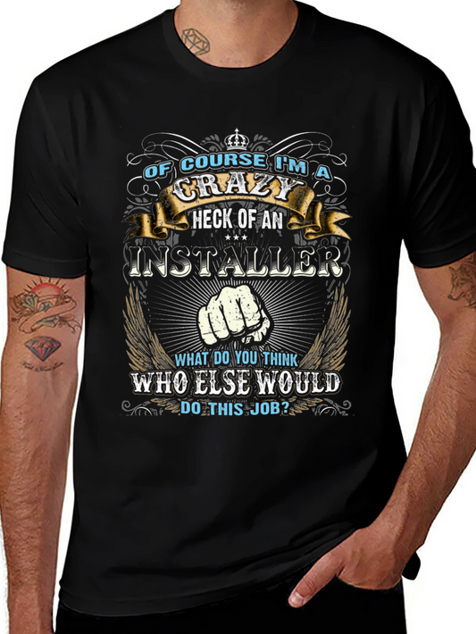 Crazy Installer Graphic T-Shirt - Black