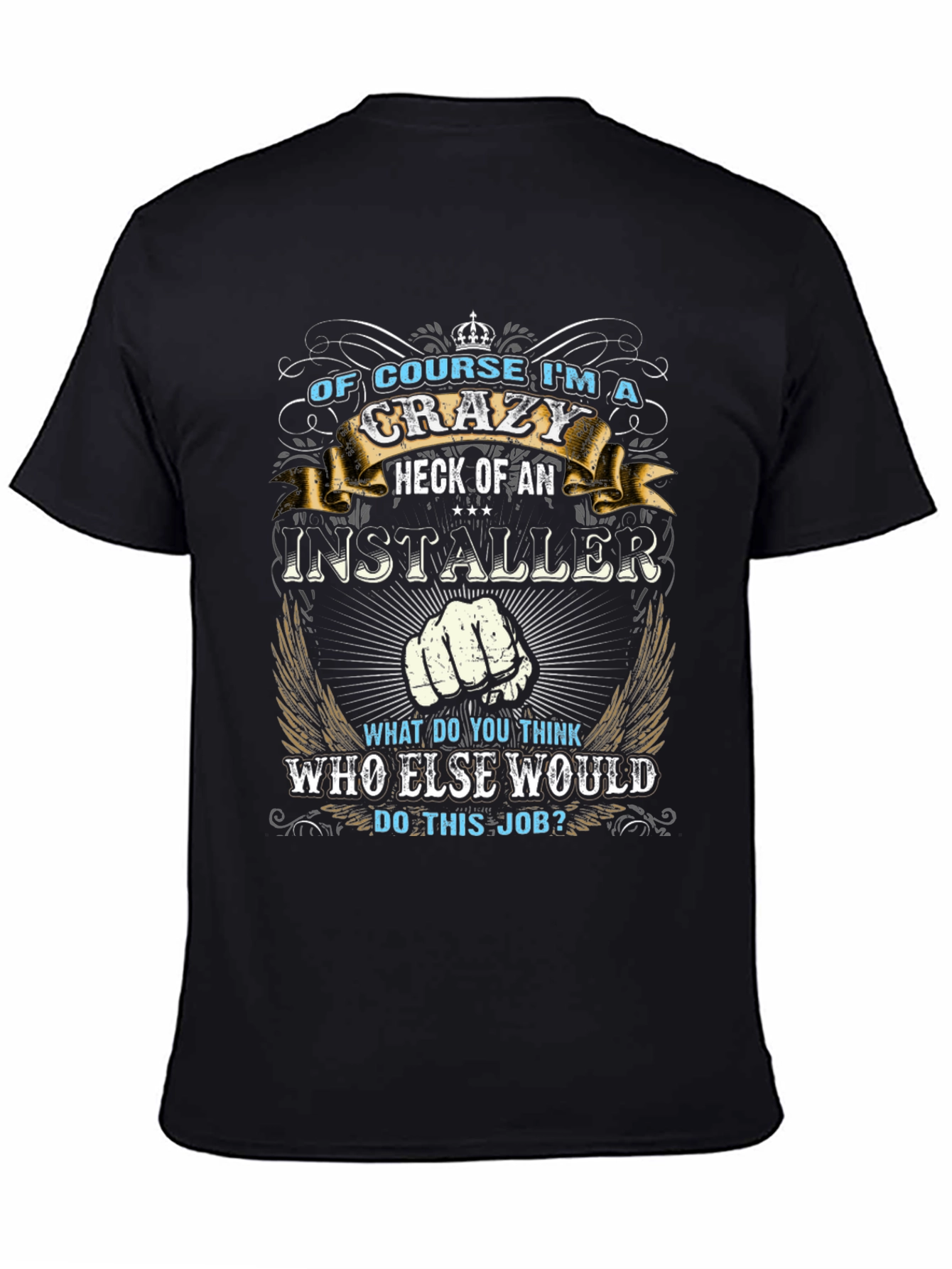 Crazy Installer Graphic T-Shirt - Black