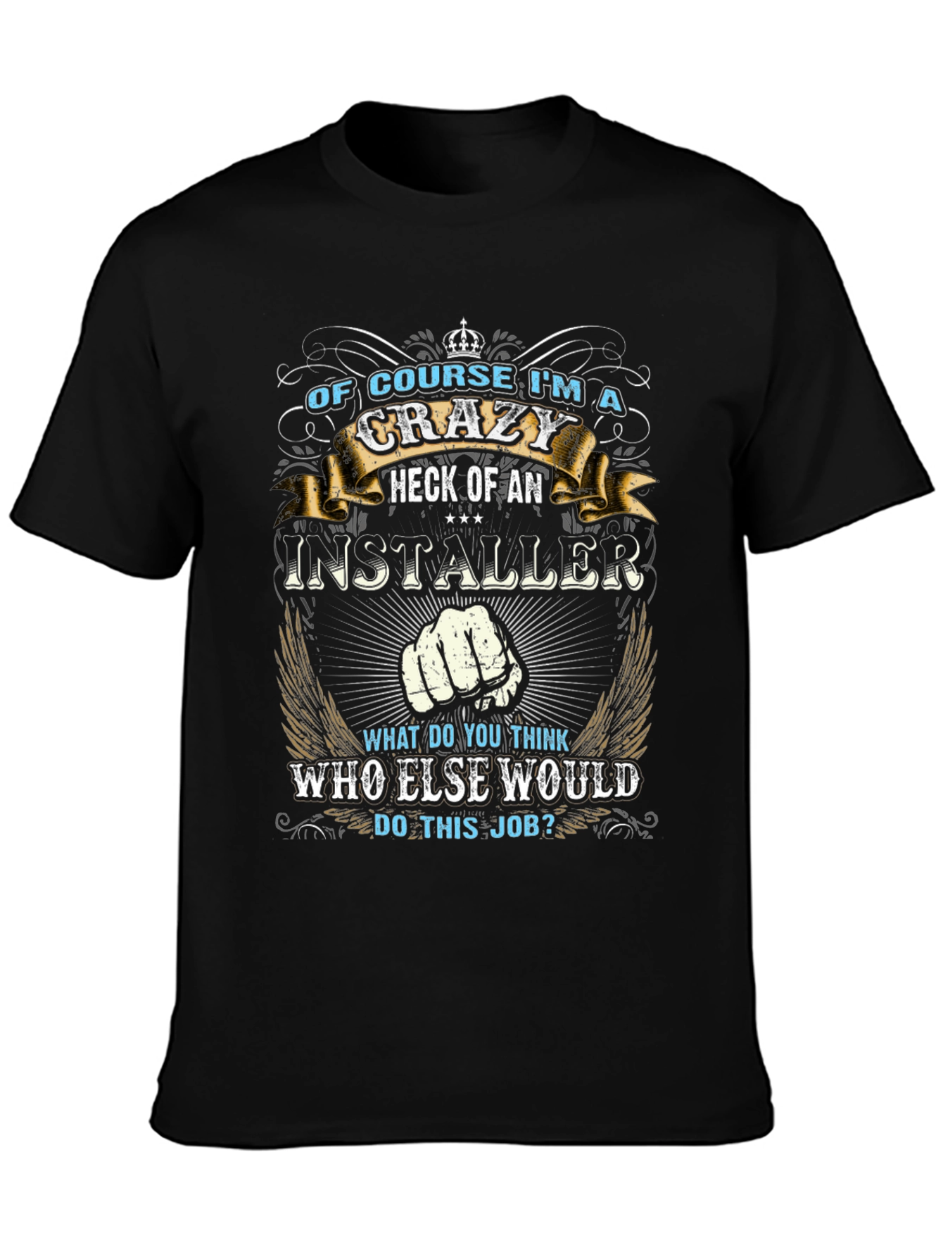 Crazy Installer Graphic T-Shirt - Black