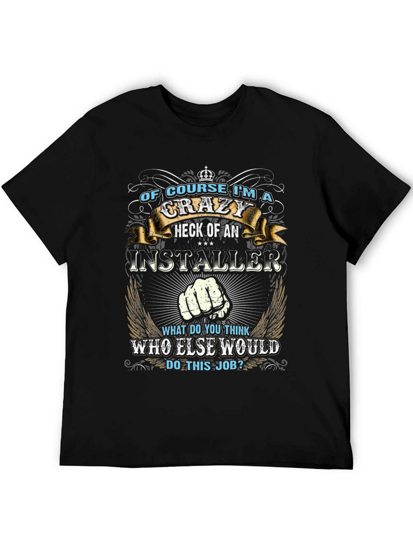 Crazy Installer Graphic T-Shirt - Black