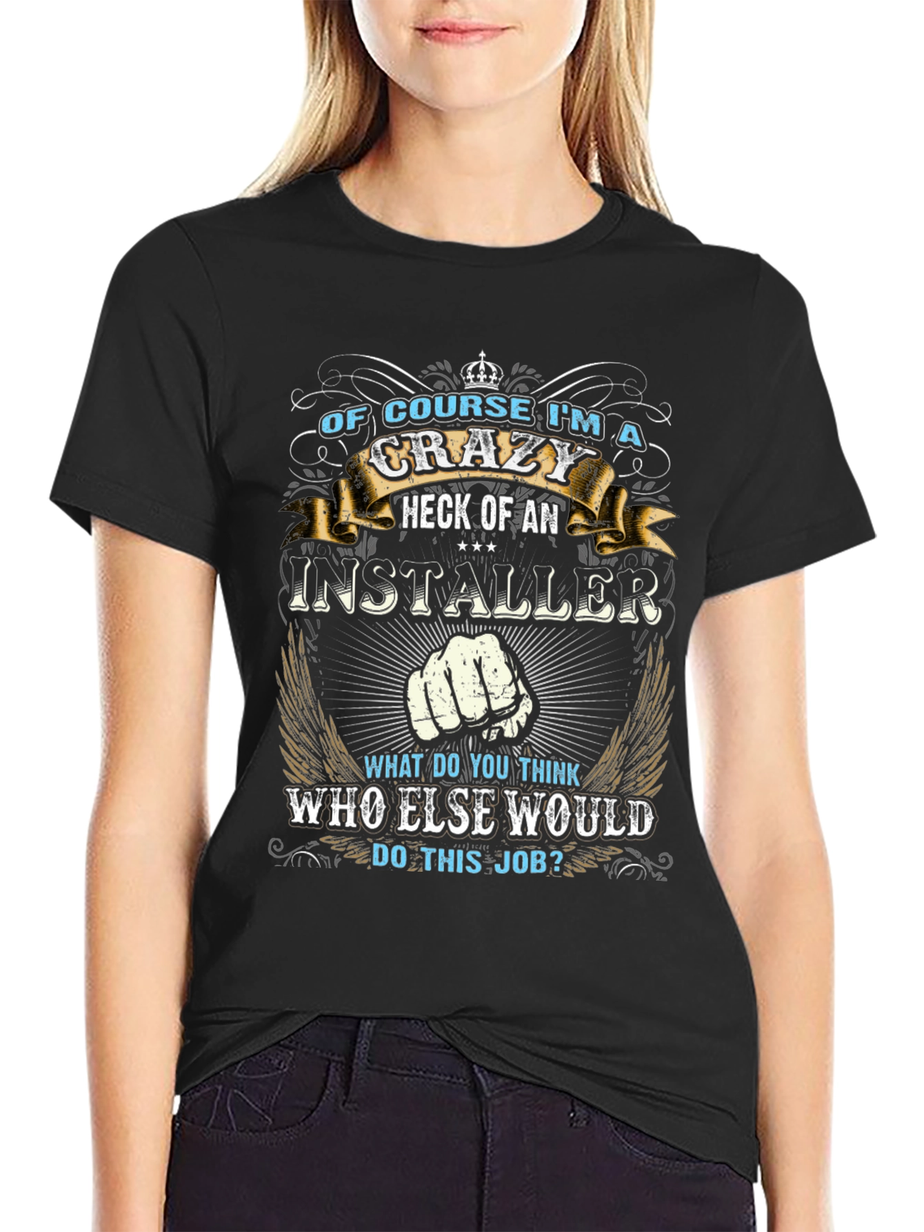 Crazy Installer Graphic T-Shirt - Black