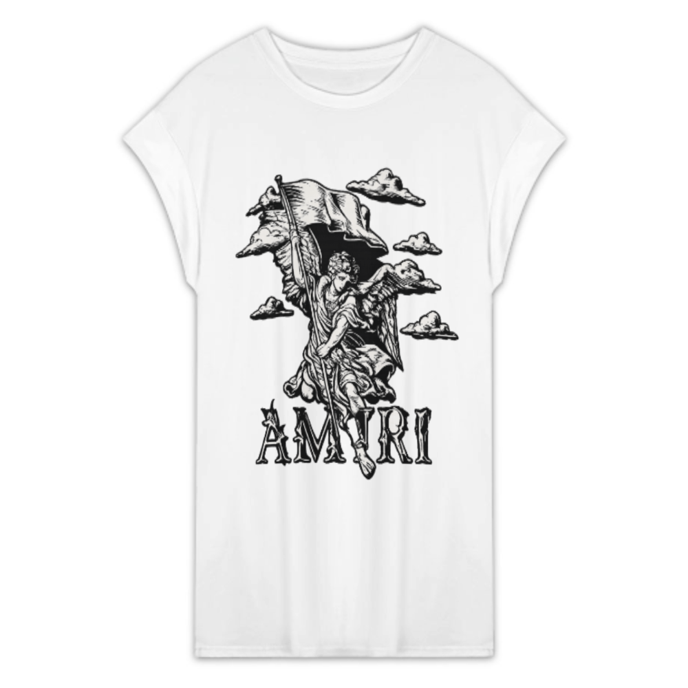 Vintage Gothic Angel Graphic T-Shirt Dress, AMRI Streetwear Oversized Tee, Dark Aesthetic Casual Graphic Shirt, Retro Angel Art Loose Fit Mini Dress(z525)