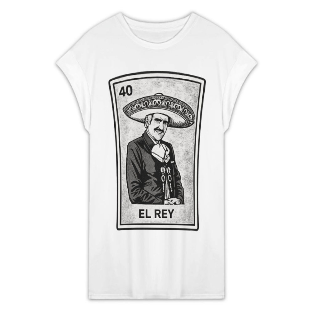 El Rey Vintage Lotería Oversized T-Shirt Dress, Mexican Card Graphic Tee Dress, Retro Streetwear Casual Loose Fit Shirt Dress(z523)