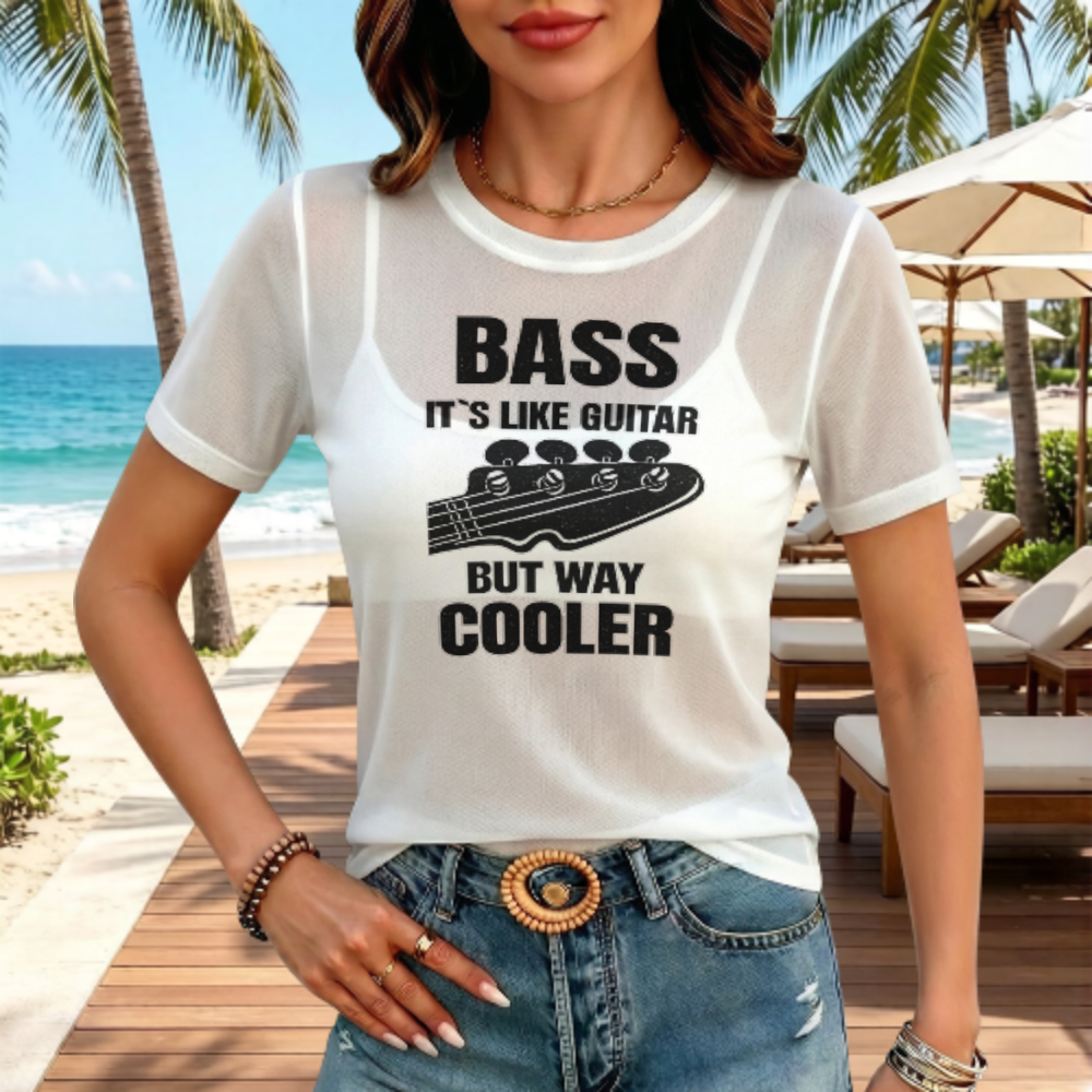 Funny Bass Guitar Graphic Tee, Music Lover Streetwear Shirt, Retro Musician T-Shirt, Oversized Casual Graphic Top, Monochrome Band Style Tee(z542)